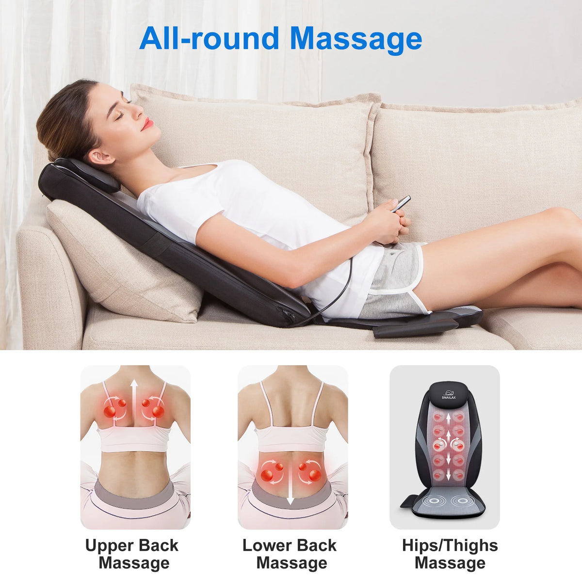 Heated Deep Kneading Back Massager Cushion