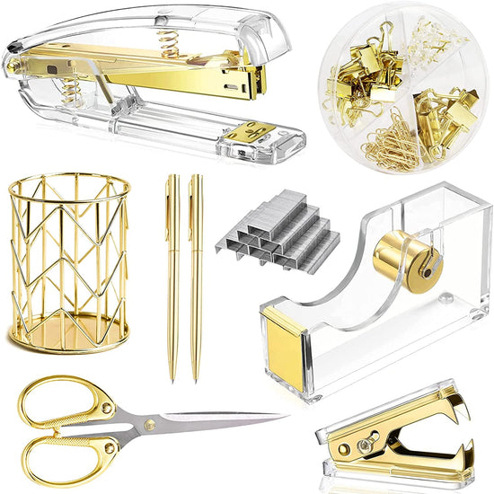 Gold Acrylic Desk Organizer Set