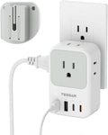 USB C Charger Block 20W PD, Fast Charging Adapter with Foldable Plug | 1875W Power Outlet Extender(4 AC and 4 USB) for Cruise, Home, Office, Dorm Room Essentials, Grey