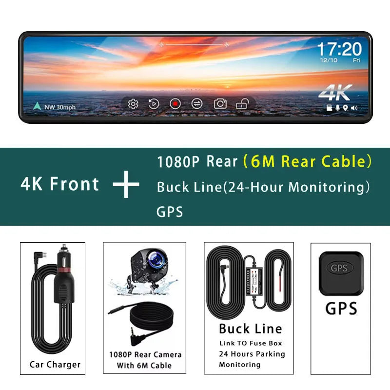 4K GPS WiFi Dual Lens Dash Cam