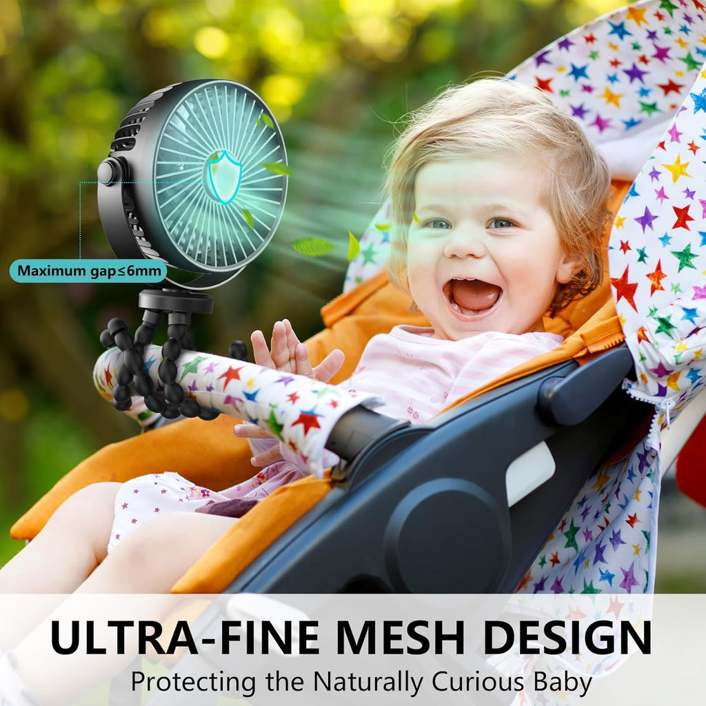 Mini Handheld Personal Portable Fan, Baby Stroller Fan, Car Seat Fan, USB or Battery Powered, with Flexible Tripod Clip on Student Bed Desk Bike Crib Treadmill Camping Traveling(Black) | Car Seat Fan , USB or Battery Powered, with Flexible Tripod Clip on Student Bed Desk Bike Crib Treadmill Camping Traveling
